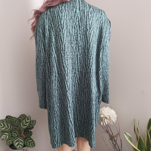 vintage union label Gracie Square open cardigan longline green black 𝗉𝗋int - Picture 7 of 12